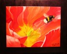 "Bee and Poppy Flower"Acrylic on double canvas16"H x 20"W x 0.5"D