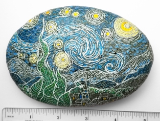 Van Gogh's "Starry Night" on river rock